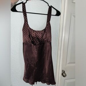 Brown and pink polkadot top 3for20